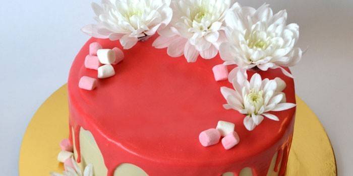 Pastel preparado con glaseado brillante de frutas