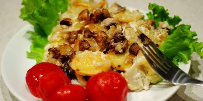 Papas con champiñones