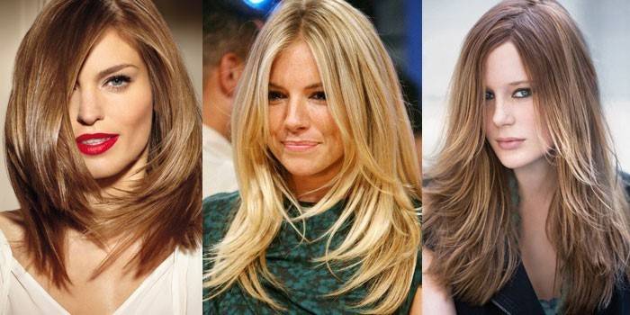 Meninas com uma cascata de corte de cabelo sem franja