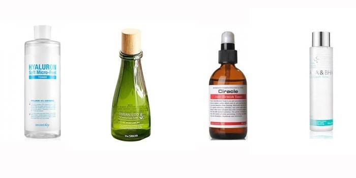 Chave secreta Hyaluron, Mizon AHA e BHA, Circulador e os toners Saem Urban Eco