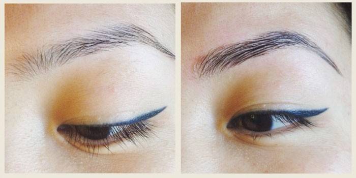 Foto antes e depois do styling da sobrancelha