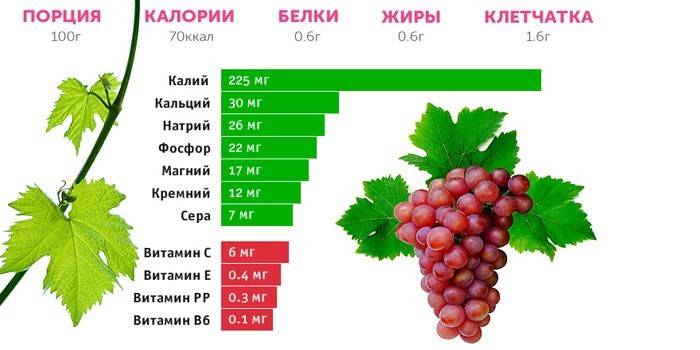 Skład czerwonych winogron