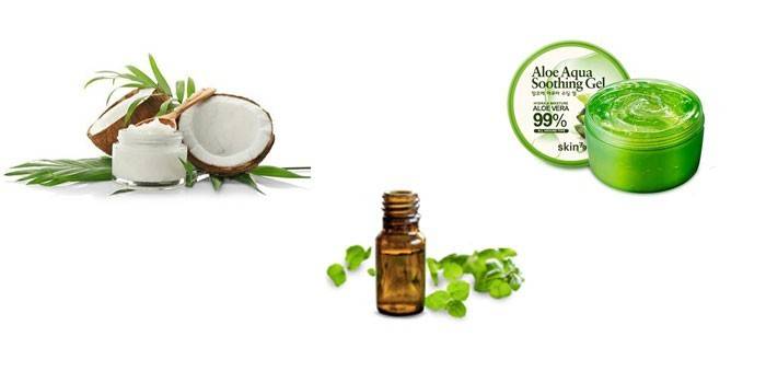 Coco e óleo essencial, gel de aloe
