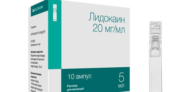Ampułki lidokainy w opakowaniu