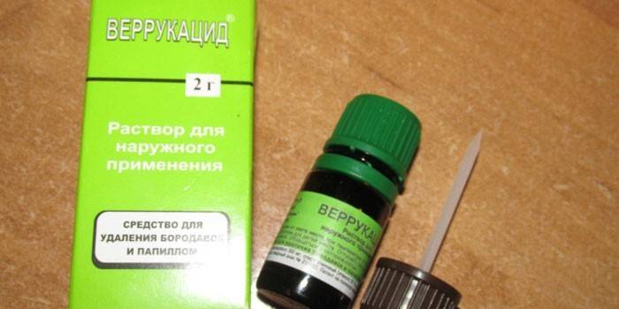Verrucacid solution in packaging
