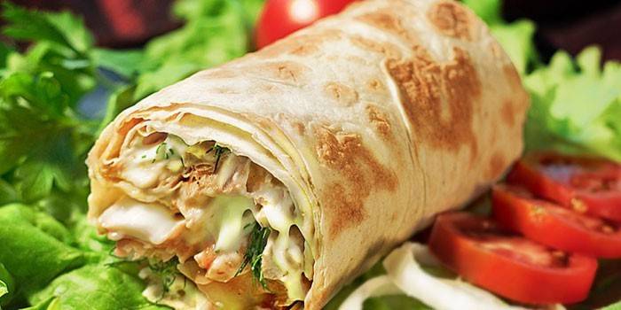 Domáce Shawarma s plátky bravčového mäsa