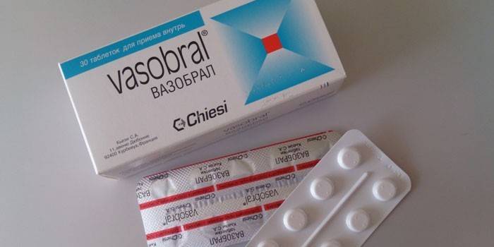 Comprimidos vazobral em embalagem