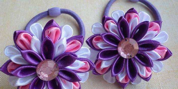 Gumki do włosów techniką kanzashi