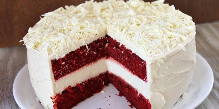 Veludo Vermelho Bolo com Chocolate Branco