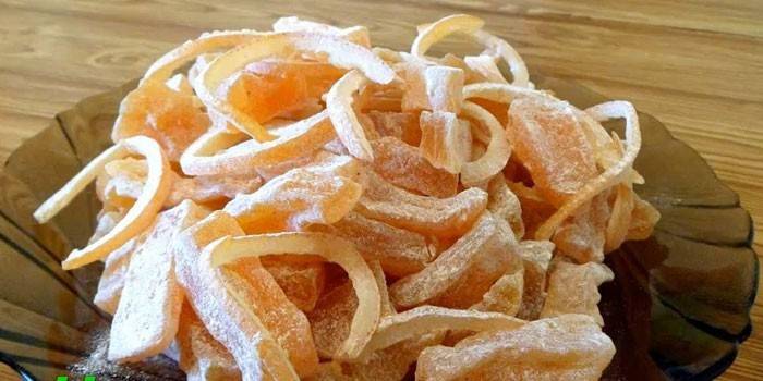 Frutas cristalizadas e laranja cristalizadas