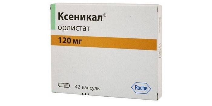 Tabletki Xenical w opakowaniu