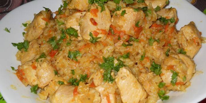 Pilaf desmenuzable con pollo