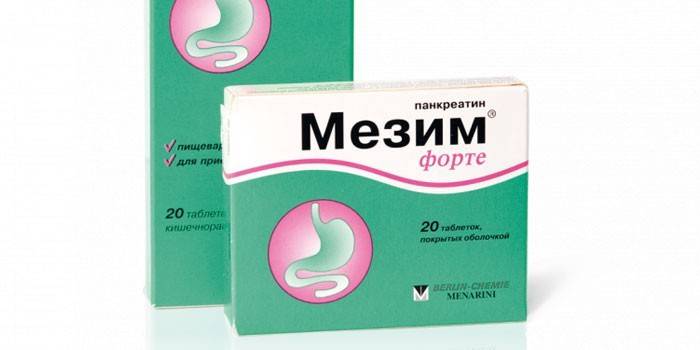 Comprimidos Mezim na embalagem
