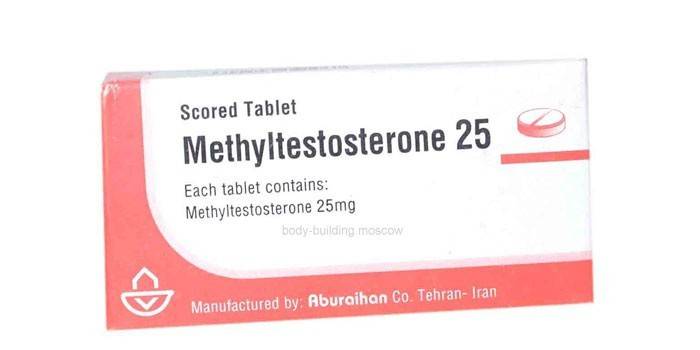 Tabletki metylotestosteronu w opakowaniu