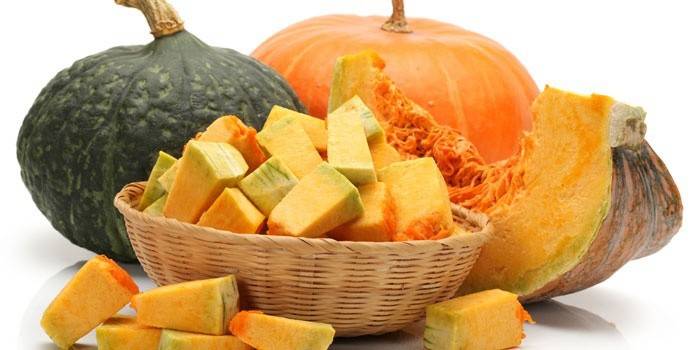 Calabaza cortada en trozos