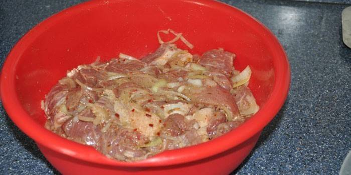 Carne crua em uma tigela