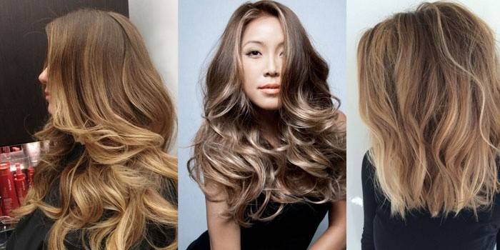 Foto de chicas con tintura usando la técnica balayazh en el cabello