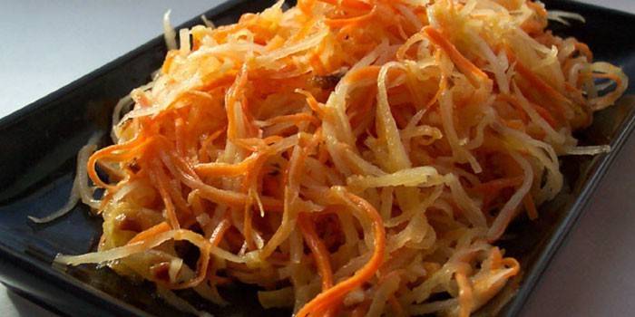 Ensalada coreana de zanahoria y daikon