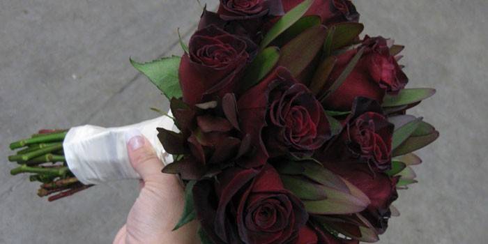 Ramo de rosas de la variedad Black Prince