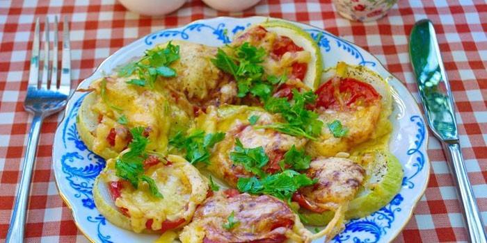 Calabacín al horno con tomate y queso