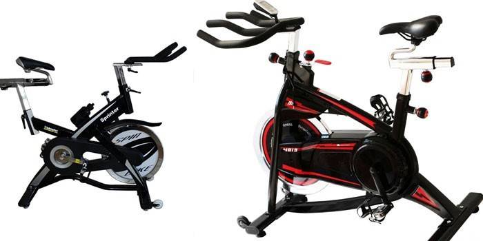 Dois modelos de bicicletas de exercício de inércia