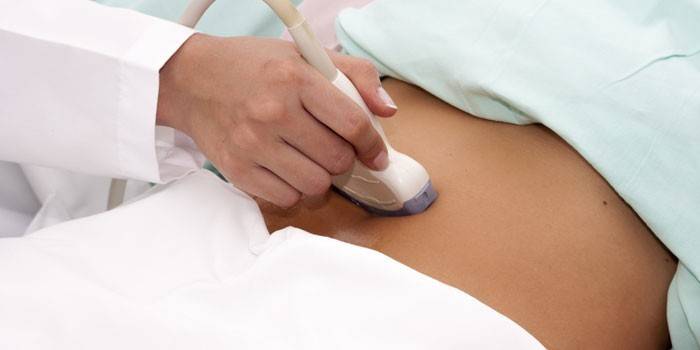 Um médico faz um ultra-som dos órgãos pélvicos para uma pessoa