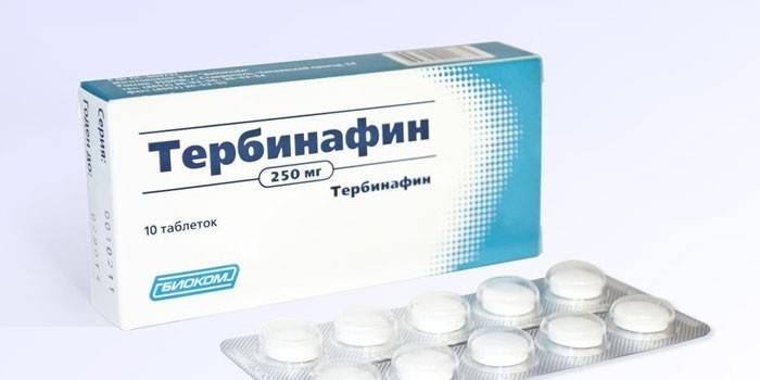 Comprimidos de terbinafina por embalagem