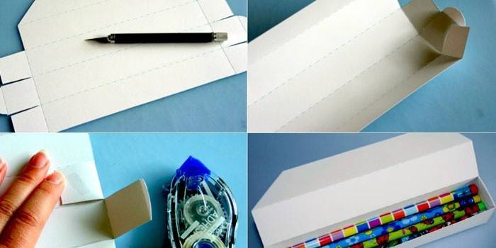 O esquema de fabricação de um estojo de papel