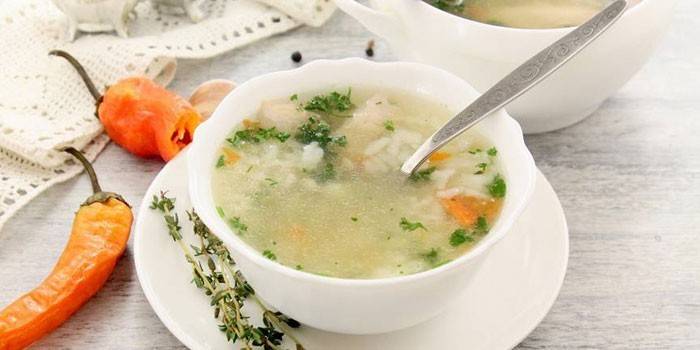 Sopa de Arroz com Aves