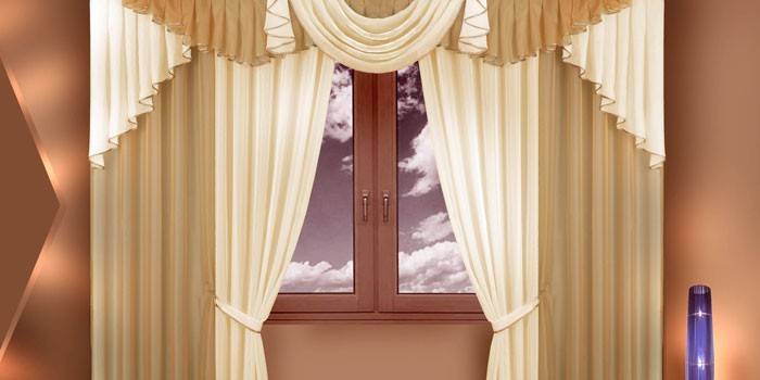 Cortinas con un modelo lambrequin Zlata Korunka art. 777059