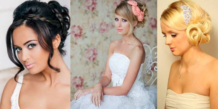 Opções para estilo de casamento para cabelos médios com franja
