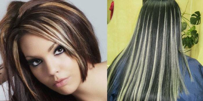 Zvýraznenie blond na tmavé vlasy rôznych dĺžok