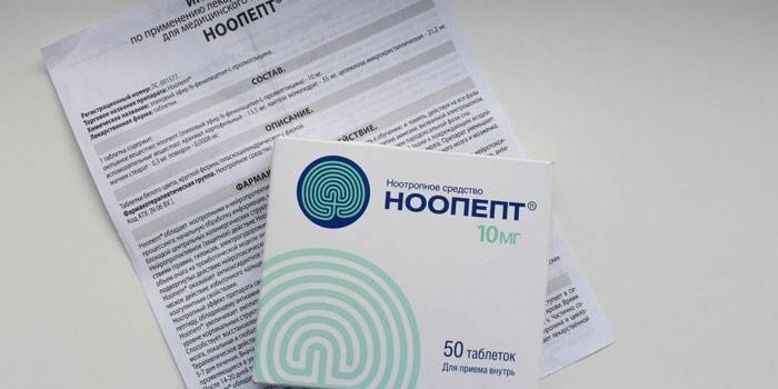 Noopept tabletas en paquete