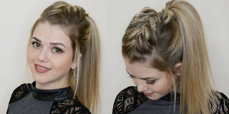 Trenza francesa con una cola alta