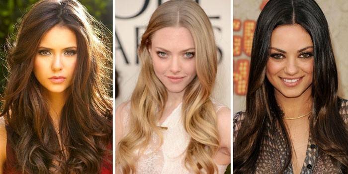 Foto de chicas con una cascada y rizos de Hollywood sobre cabello largo
