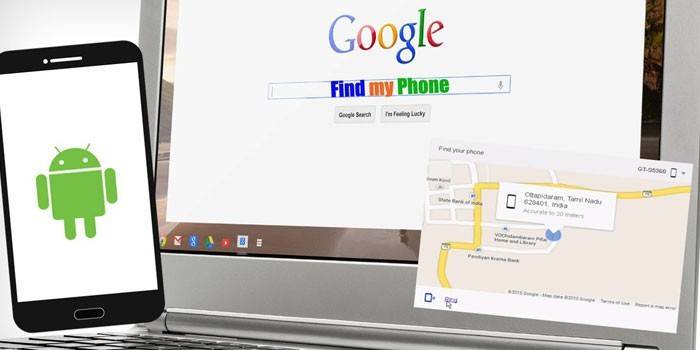 Laptop, telefon i mapa