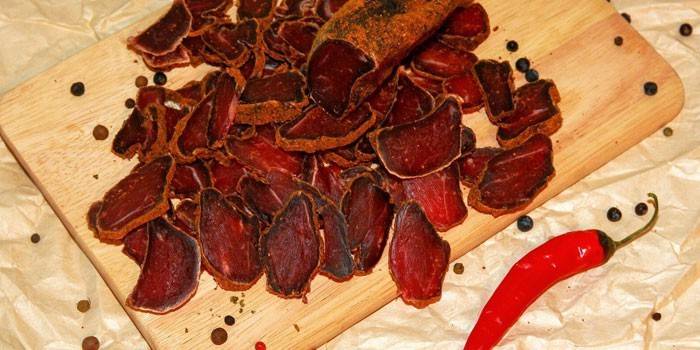 Jamón terminado, en rodajas