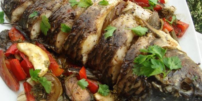 Pescado al horno con verduras