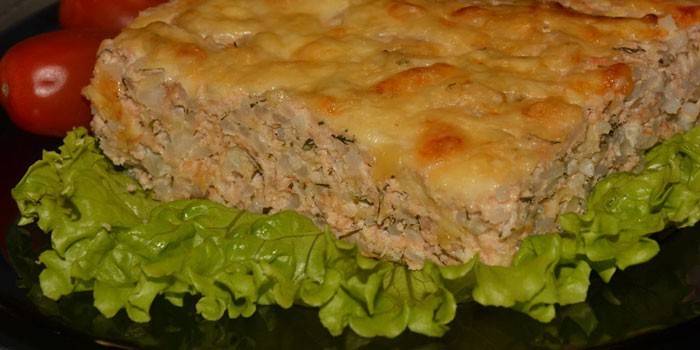 Zapiekanka z ryby mielonej z ryżem