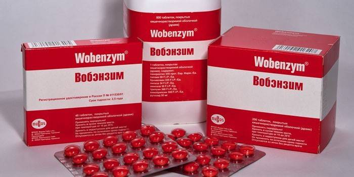 Comprimidos de Wobenzym em um pacote
