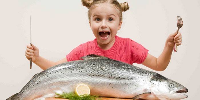 Baby and fish
