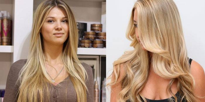 Chicas con cabello largo teñidas usando la técnica de resaltado de California