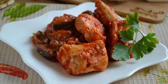 Pollo Chakhokhbili con Berenjena