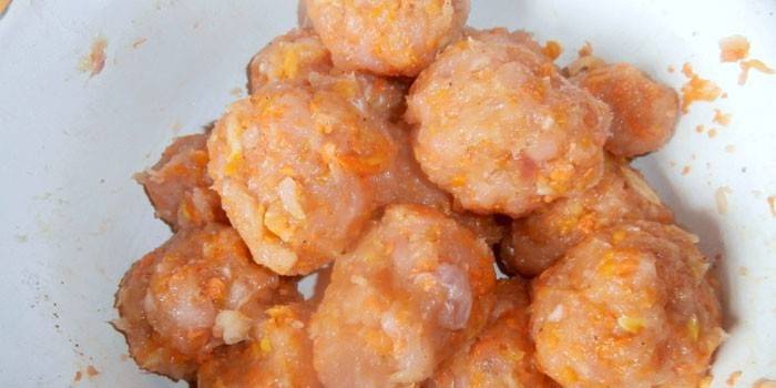 Albóndigas de pollo con zanahorias en salsa