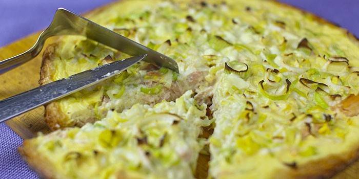 Quiche com alho-poró