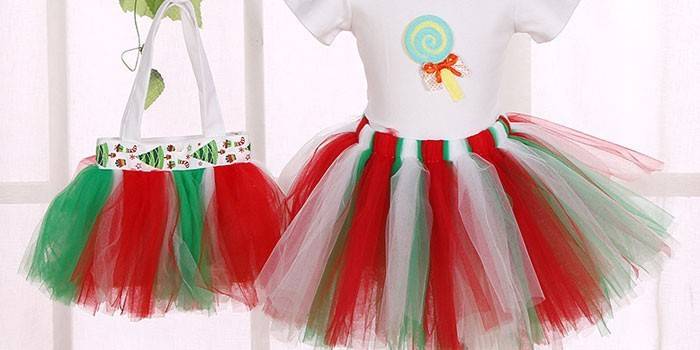 Saia curta em tule multi-colorido