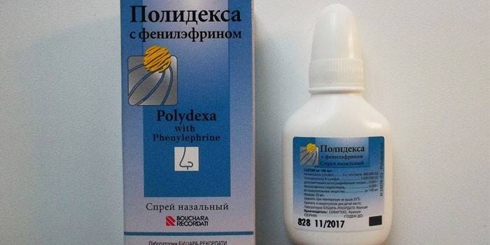 Polydex spray en el paquete