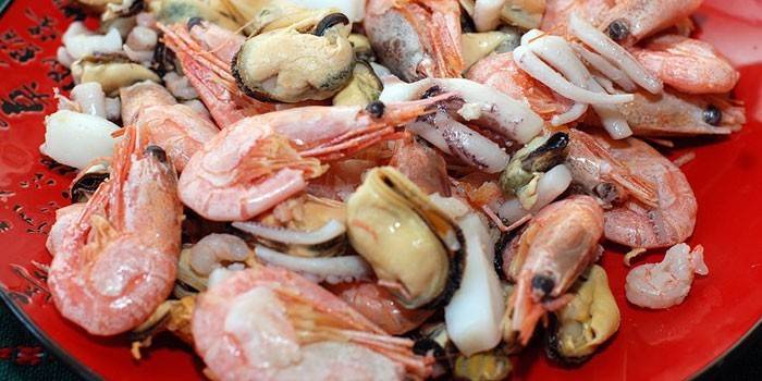 Marisco, ligado, um, prato