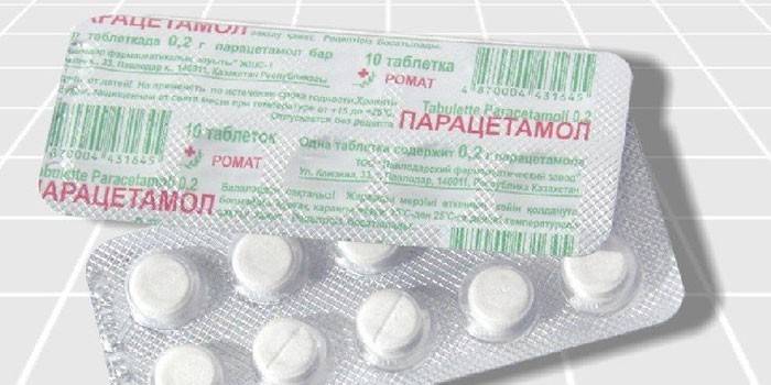 Comprimidos de paracetamol por embalagem