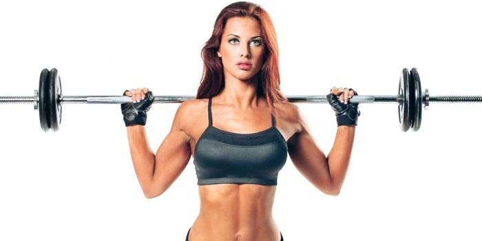 Menina, com, um, barbell